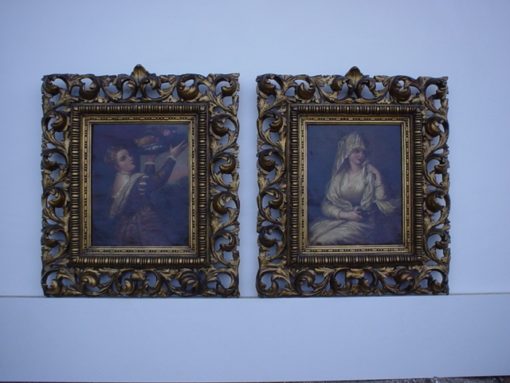 2 Gemälde mit Stuckrahmen